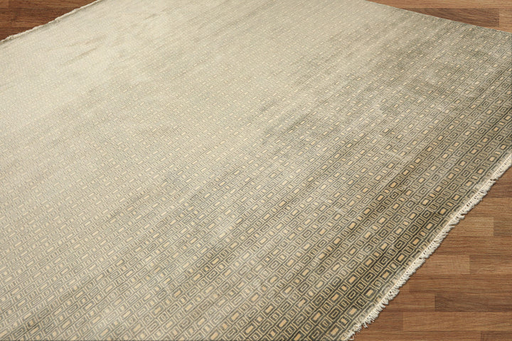 8x10 Moss, Ivory, Color Hand Knotted Bokhara New Zealand Wool Modern &amp; Contemporary Oriental Rug