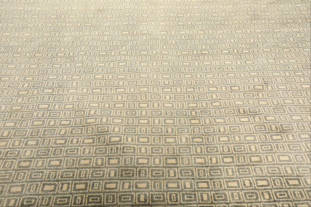 8x10 Moss, Ivory, Color Hand Knotted Bokhara New Zealand Wool Modern &amp; Contemporary Oriental Rug