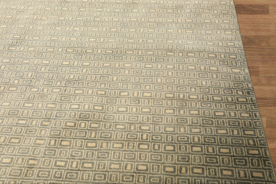 8x10 Moss, Ivory, Color Hand Knotted Bokhara New Zealand Wool Modern &amp; Contemporary Oriental Rug