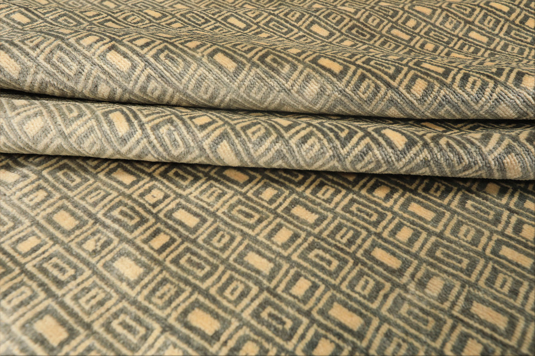8x10 Moss, Ivory, Color Hand Knotted Bokhara New Zealand Wool Modern &amp; Contemporary Oriental Rug