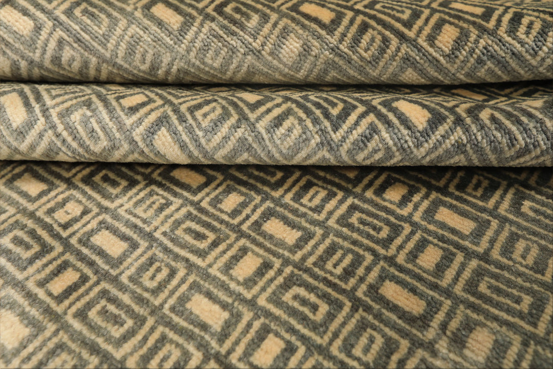 8x10 Moss, Ivory, Color Hand Knotted Bokhara New Zealand Wool Modern &amp; Contemporary Oriental Rug