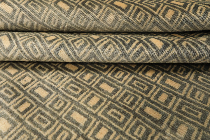 8x10 Moss, Ivory, Color Hand Knotted Bokhara New Zealand Wool Modern &amp; Contemporary Oriental Rug
