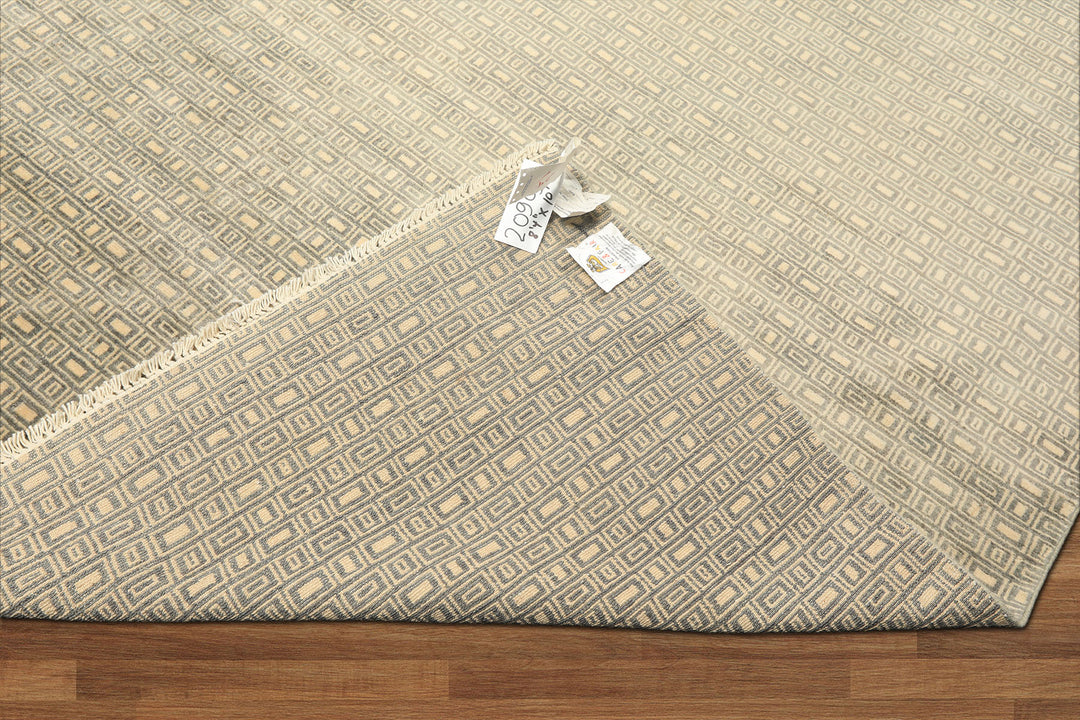 8x10 Moss, Ivory, Color Hand Knotted Bokhara New Zealand Wool Modern &amp; Contemporary Oriental Rug