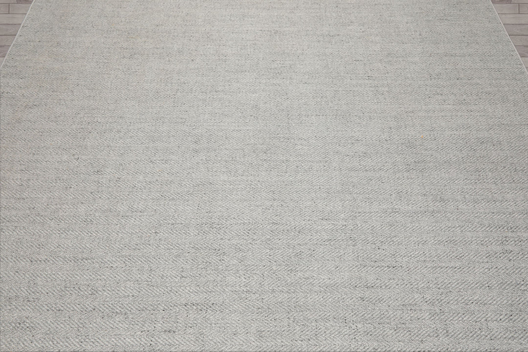 Multi Size Ash Gray Color Hand Woven Textured New Zealand Wool Modern Oriental Rug