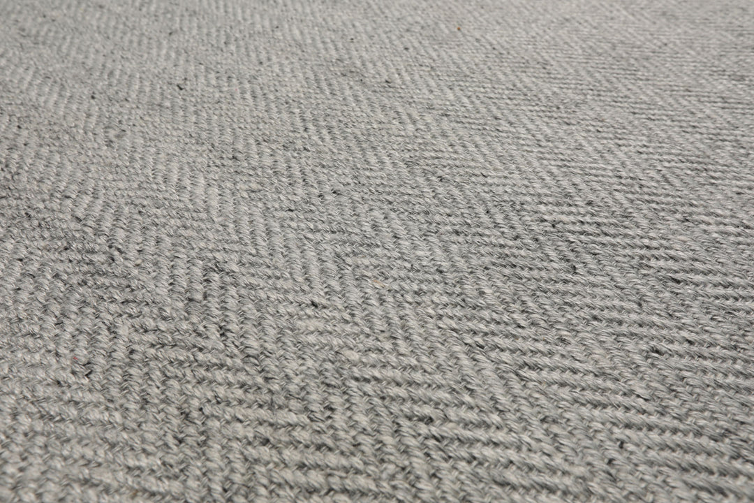 Multi Size Ash Gray Color Hand Woven Textured New Zealand Wool Modern Oriental Rug