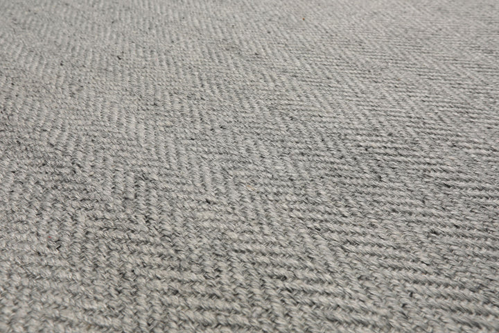 Multi Size Ash Gray Color Hand Woven Textured New Zealand Wool Modern Oriental Rug