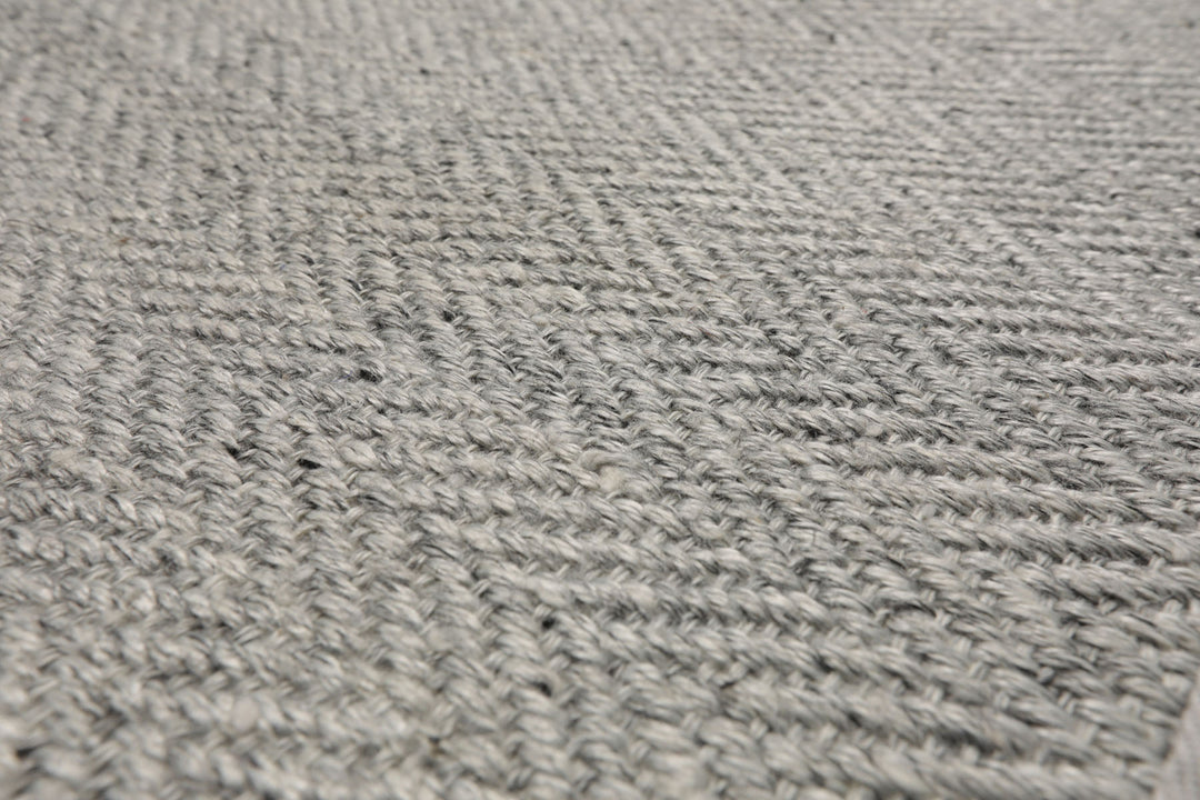 Multi Size Ash Gray Color Hand Woven Textured New Zealand Wool Modern Oriental Rug