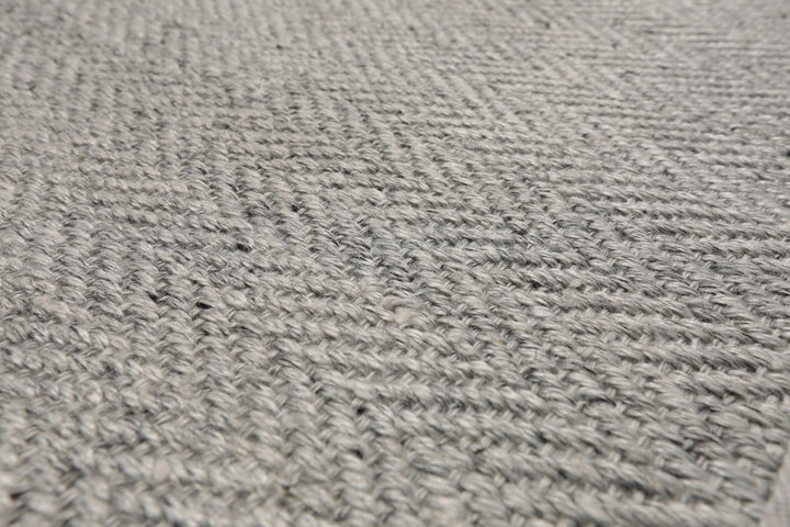 Multi Size Ash Gray Color Hand Woven Textured New Zealand Wool Modern Oriental Rug