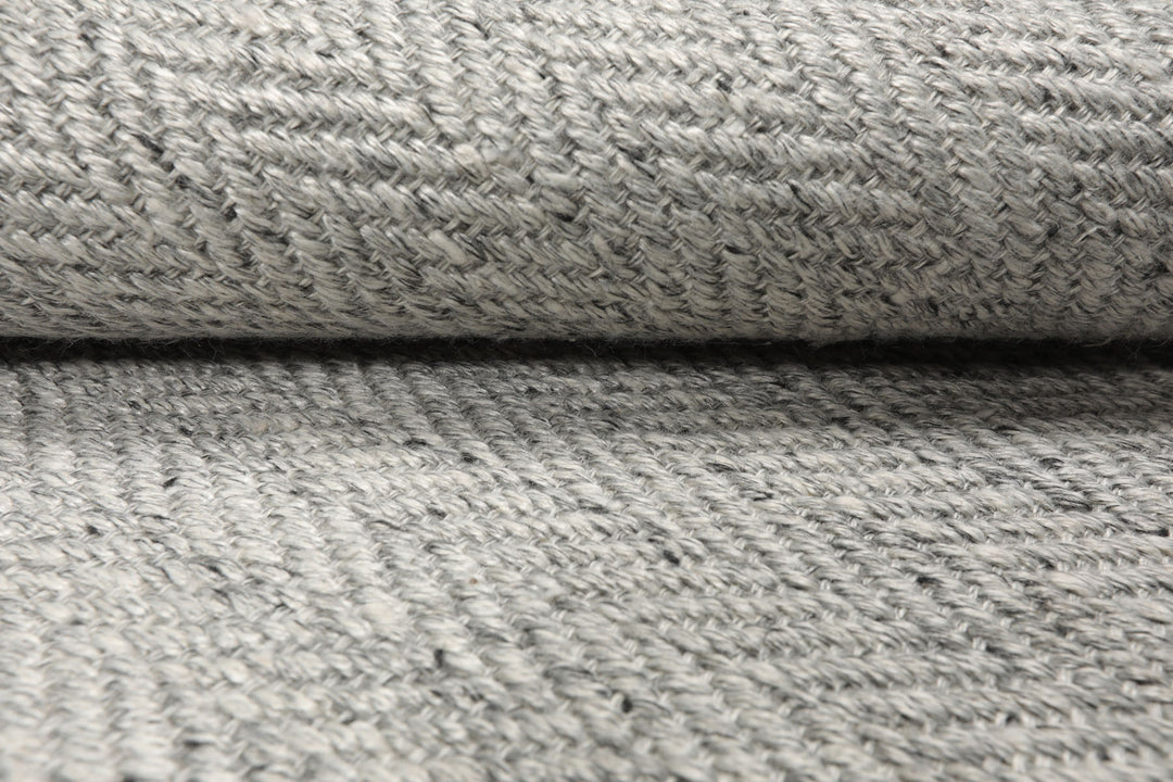 Multi Size Ash Gray Color Hand Woven Textured New Zealand Wool Modern Oriental Rug