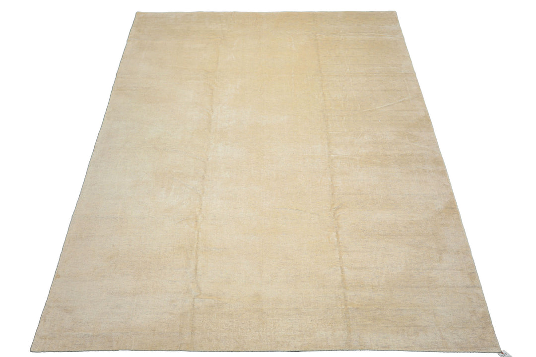 10x14 Ivory with slight gray texture, , Color Hand Knotted Tibetan 100% Pure Silk Contemporary Oriental Rug