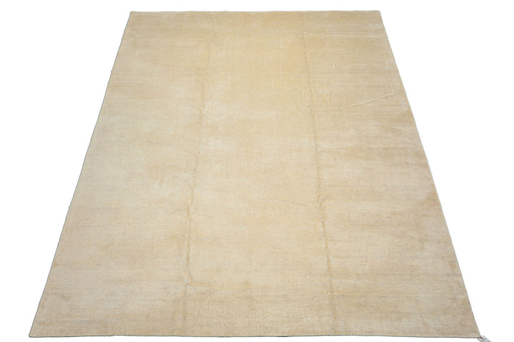 10x14 Ivory with slight gray texture, , Color Hand Knotted Tibetan 100% Pure Silk Contemporary Oriental Rug