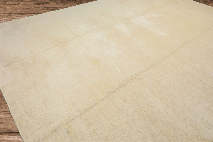 10x14 Ivory with slight gray texture, , Color Hand Knotted Tibetan 100% Pure Silk Contemporary Oriental Rug