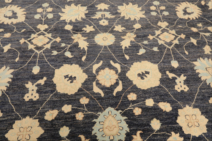 8x10 Denim, Ivory, Aqua Color Hand Knotted Peshawar Wool Traditional Oriental Rug