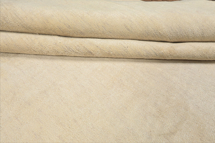 10x14 Ivory with slight gray texture, , Color Hand Knotted Tibetan 100% Pure Silk Contemporary Oriental Rug