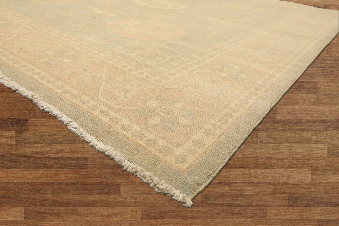8x10 Mint, Tan, Beige Color Hand Knotted Khotan Wool Transitional Oriental Rug