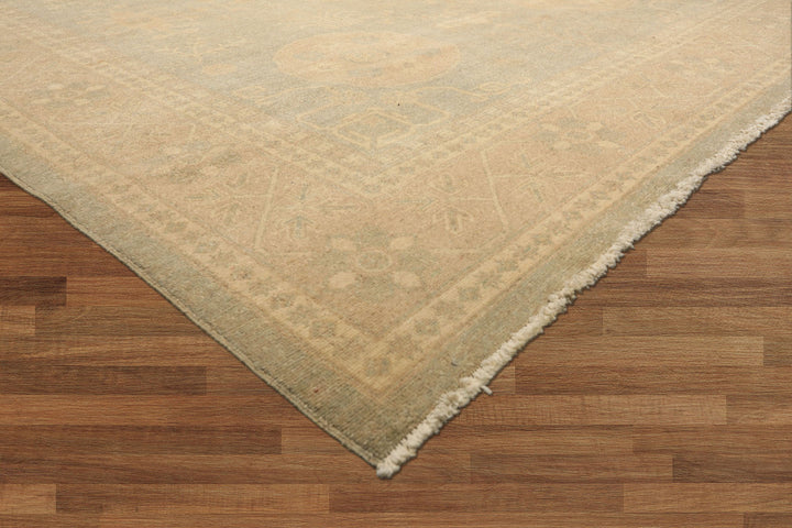 8x10 Mint, Tan, Beige Color Hand Knotted Khotan Wool Transitional Oriental Rug