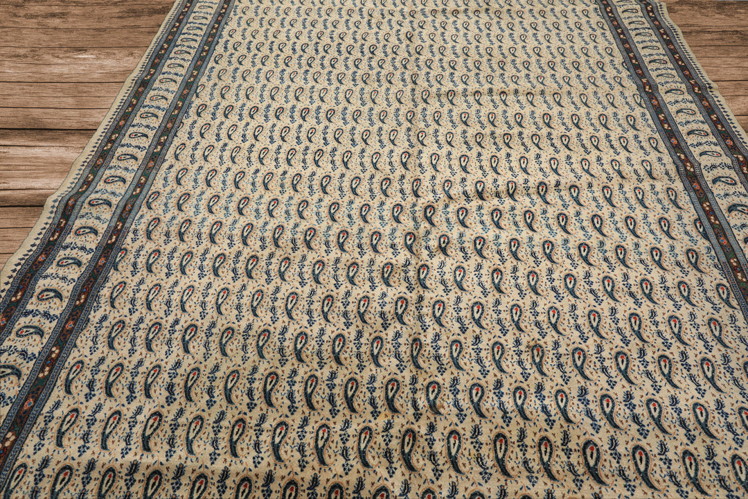 8x11 Ivory, Navy, Brown Color Hand Knotted Serabend Wool Traditional Oriental Rug