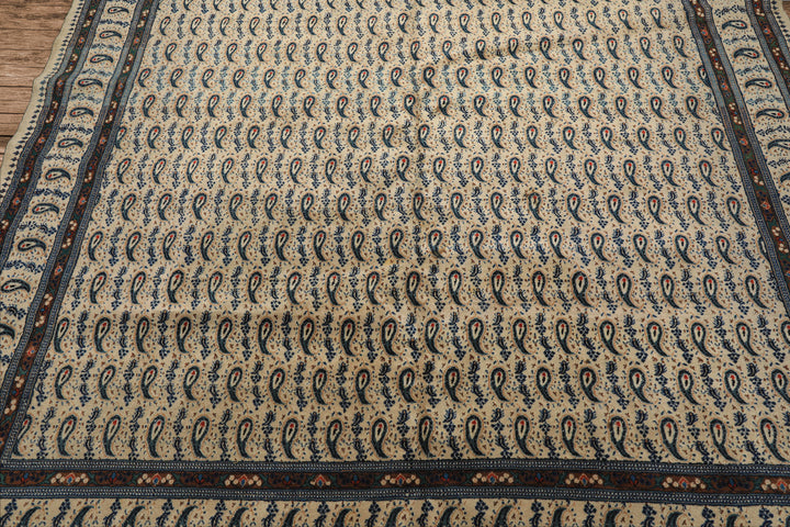 8x11 Ivory, Navy, Brown Color Hand Knotted Serabend Wool Traditional Oriental Rug