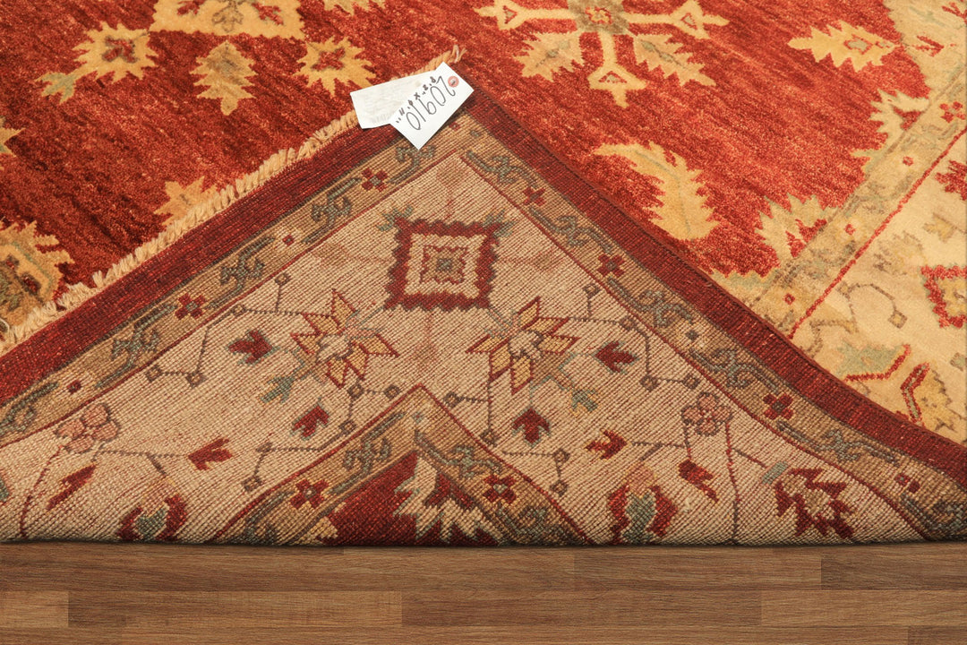 8x10 Burnt Orange, Beige, Light Gold Color Hand Knotted Oushak Wool Traditional Oriental Rug