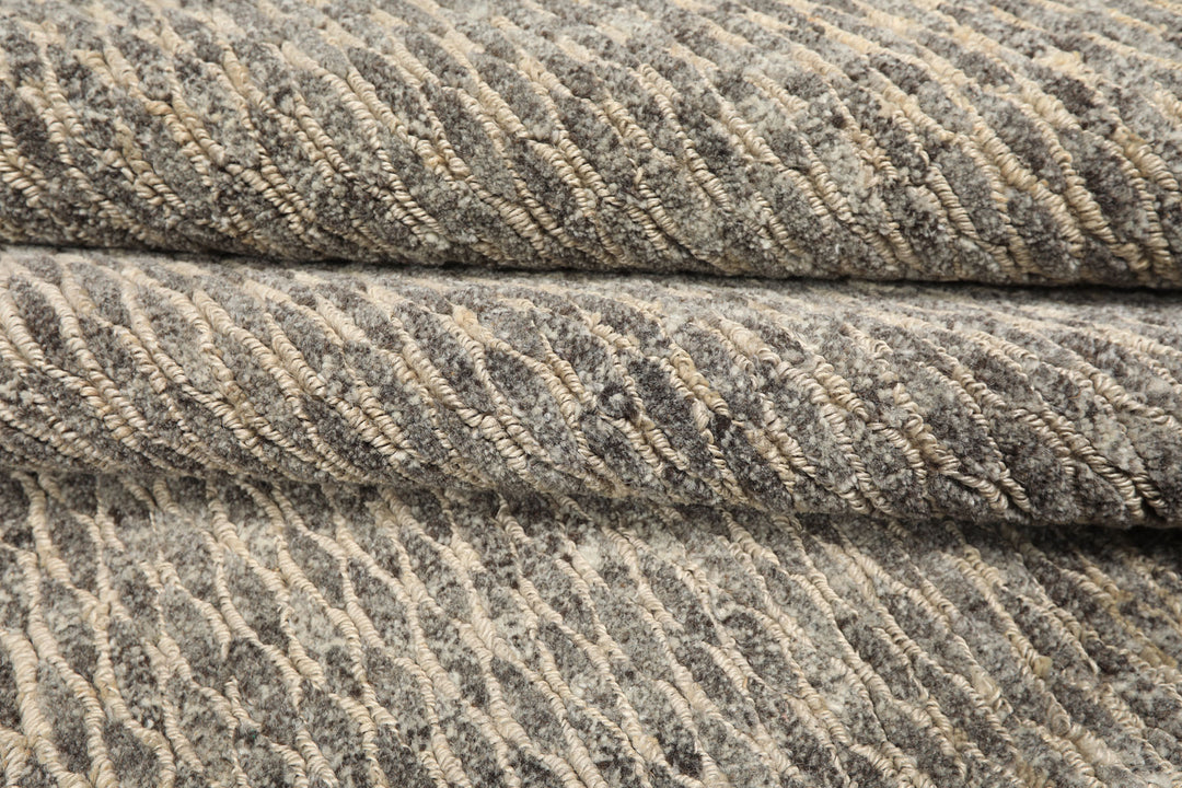 8x11 Gray, Beige, Color Hand Knotted Tibetan Wool & Jute Contemporary Oriental Rug