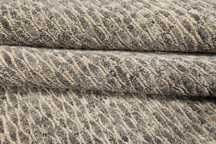 8x11 Gray, Beige, Color Hand Knotted Tibetan Wool & Jute Contemporary Oriental Rug