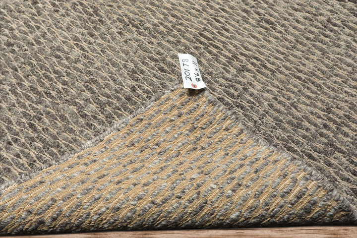 8x11 Gray, Beige, Color Hand Knotted Tibetan Wool & Jute Contemporary Oriental Rug