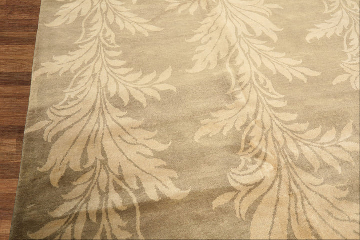 8x10 Moss, Beige, Color Hand Knotted Tibetan Wool Transitional Oriental Rug