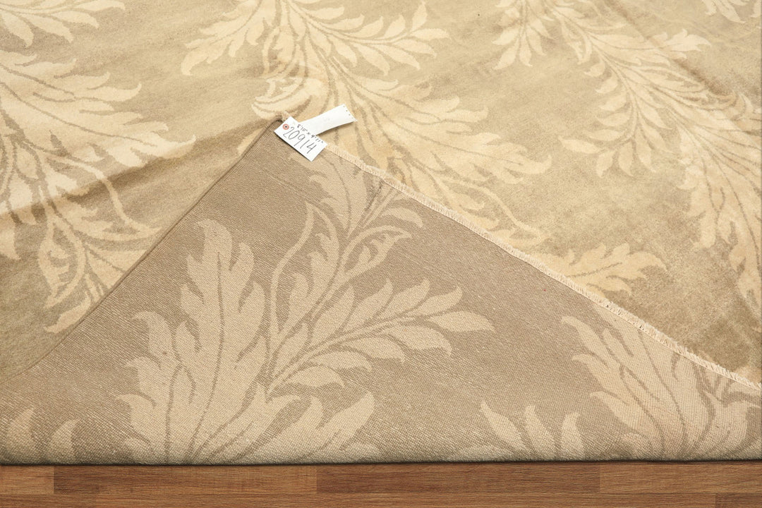 8x10 Moss, Beige, Color Hand Knotted Tibetan Wool Transitional Oriental Rug