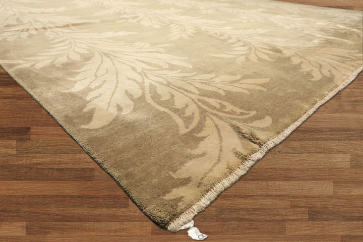 8x10 Moss, Beige, Color Hand Knotted Tibetan Wool Transitional Oriental Rug