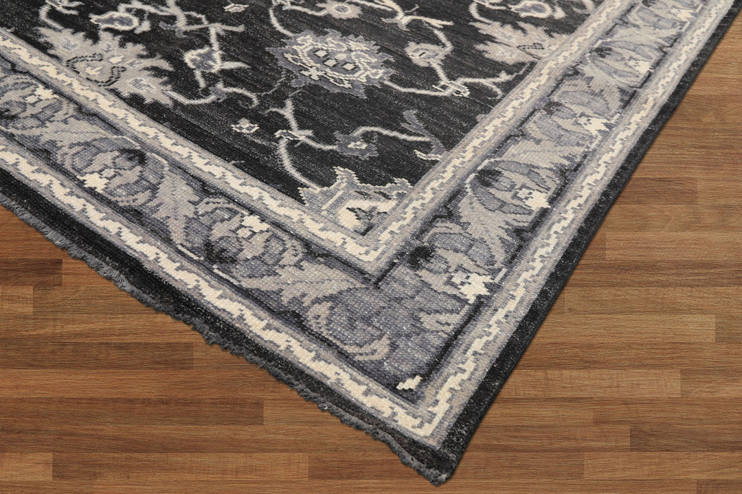 6x9 Charcoal, Gray, Graphite Color Hand Knotted Oushak Wool Traditional Oriental Rug