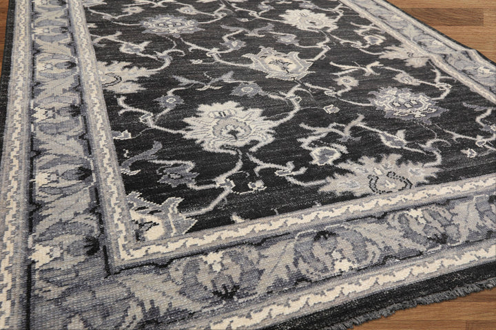 6x9 Charcoal, Gray, Graphite Color Hand Knotted Oushak Wool Traditional Oriental Rug