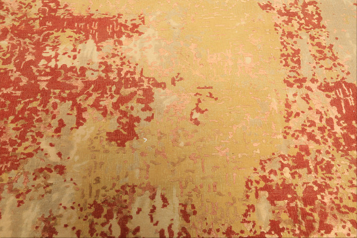 8x10 Gold, Sage, Burnt Orange Color Hand Knotted Sherpa Wool &amp; Bamboo Silk Modern &amp; Contemporay Oriental Rug