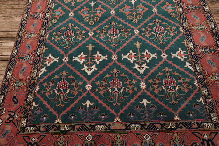 6x9 Turquoise, Orange, Ivory Color Hand Knotted Herati Bidjar New Zealand Wool Traditional Oriental Rug