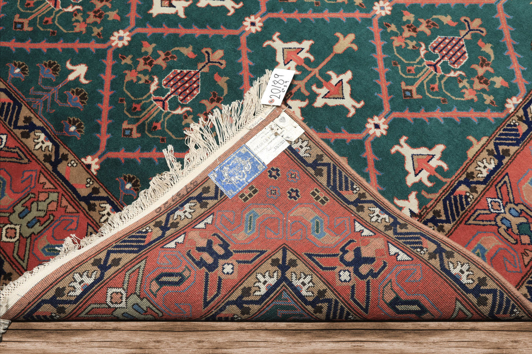 6x9 Turquoise, Orange, Ivory Color Hand Knotted Herati Bidjar New Zealand Wool Traditional Oriental Rug