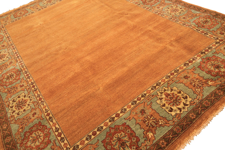 8x10 Caramel, Turquoise, Brown Color Hand Knotted Jaipur Wool Traditional Oriental Rug