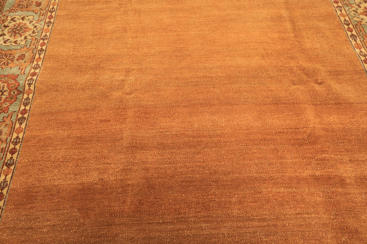 8x10 Caramel, Turquoise, Brown Color Hand Knotted Jaipur Wool Traditional Oriental Rug