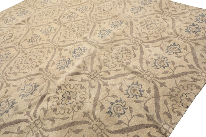 8x10 Gray, Taupe, Slate Color Hand Knotted Tibetan Wool Transitional Oriental Rug