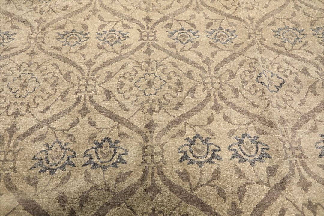 8x10 Gray, Taupe, Slate Color Hand Knotted Tibetan Wool Transitional Oriental Rug