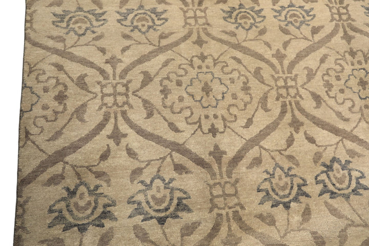 8x10 Gray, Taupe, Slate Color Hand Knotted Tibetan Wool Transitional Oriental Rug