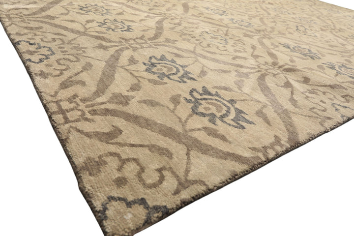 8x10 Gray, Taupe, Slate Color Hand Knotted Tibetan Wool Transitional Oriental Rug