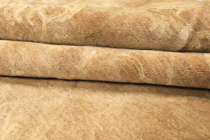 9x12 Moss, Beige, Color Hand Knotted Tibetan Wool &amp; Bamboo Silk Transitional Oriental Rug