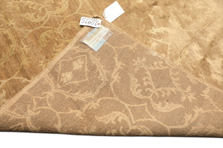 9x12 Moss, Beige, Color Hand Knotted Tibetan Wool &amp; Bamboo Silk Transitional Oriental Rug