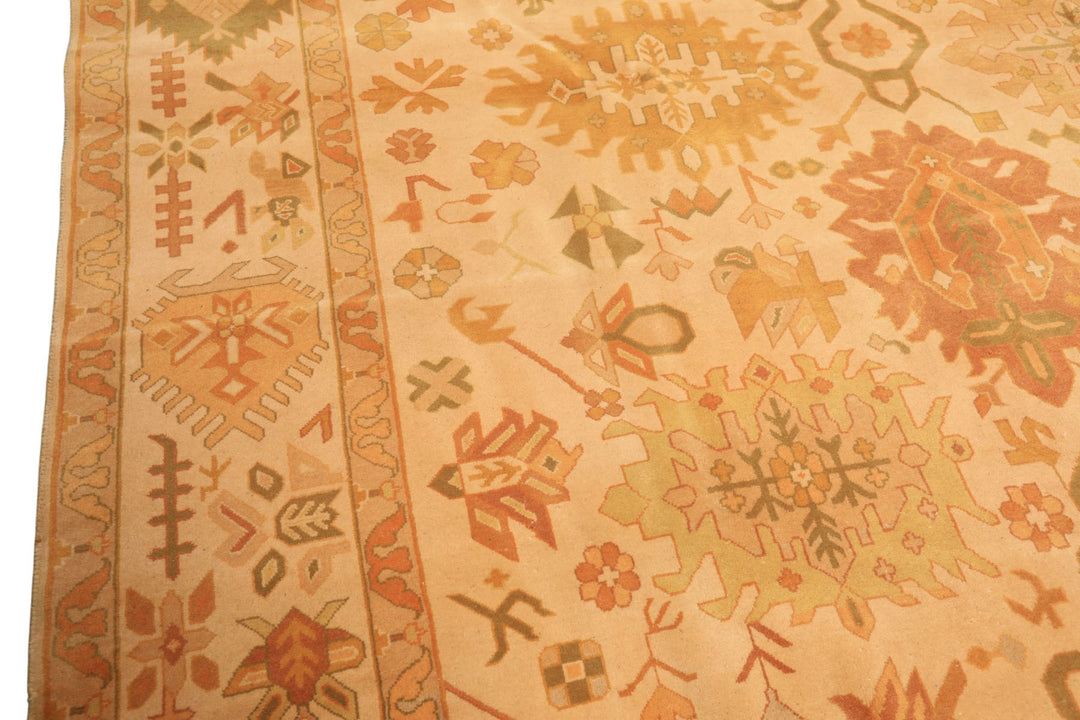 8x10 Ivory, Tan, Lime Color Hand Knotted Tibetan New Zealand Wool Traditional Oriental Rug