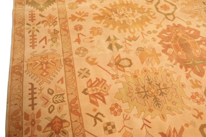 8x10 Ivory, Tan, Lime Color Hand Knotted Tibetan New Zealand Wool Traditional Oriental Rug