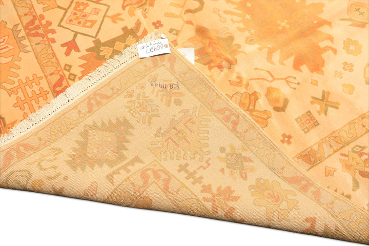 8x10 Ivory, Tan, Lime Color Hand Knotted Tibetan New Zealand Wool Traditional Oriental Rug