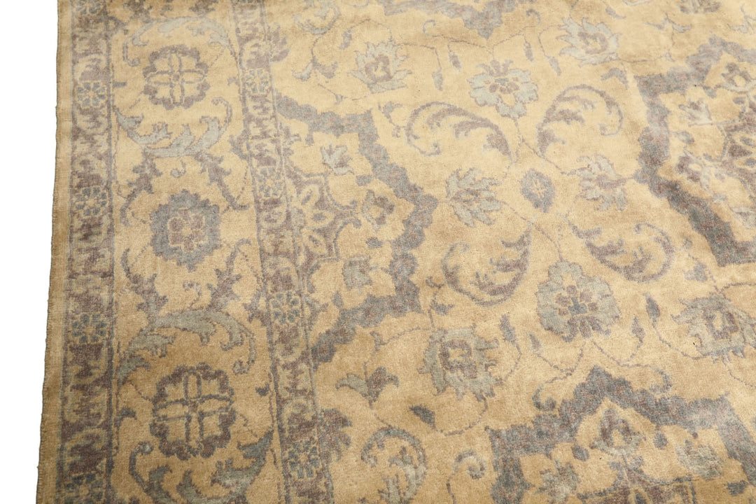 8x10 Moss, Gray, Slate Color Hand Knotted Oushak Wool Transitional Oriental Rug