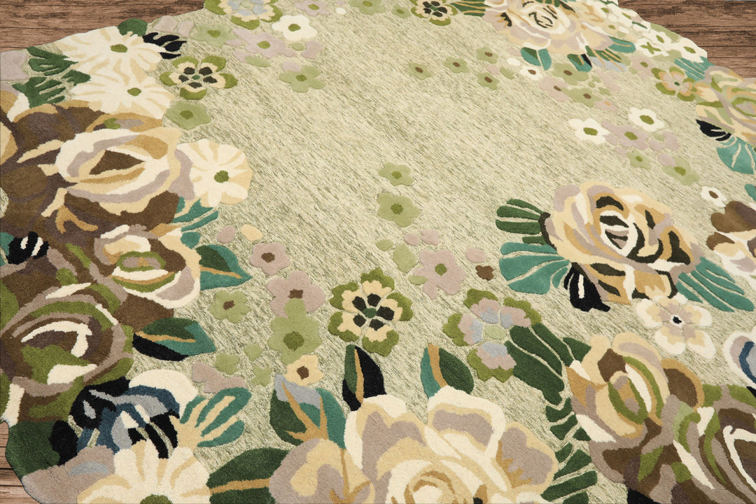 8x10 Sage, Ivory, Taupe Color Hand Tufted Irregular Rug Wool Modern & Contemporary Oriental Rug