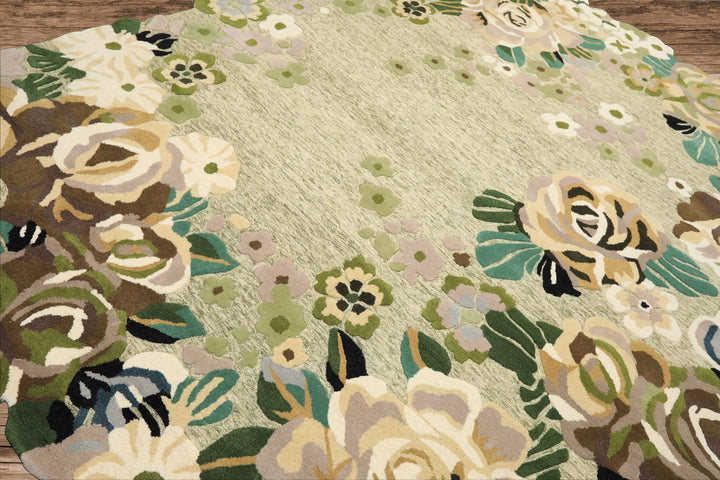 8x10 Sage, Ivory, Taupe Color Hand Tufted Irregular Rug Wool Modern & Contemporary Oriental Rug