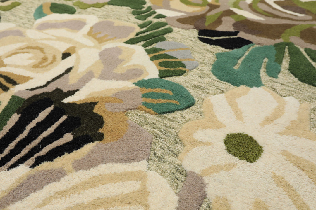8x10 Sage, Ivory, Taupe Color Hand Tufted Irregular Rug Wool Modern & Contemporary Oriental Rug