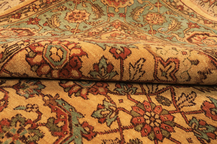 6x9 Gold, Turquoise, Rust Color Hand Knotted Oushak Wool Traditional Oriental Rug